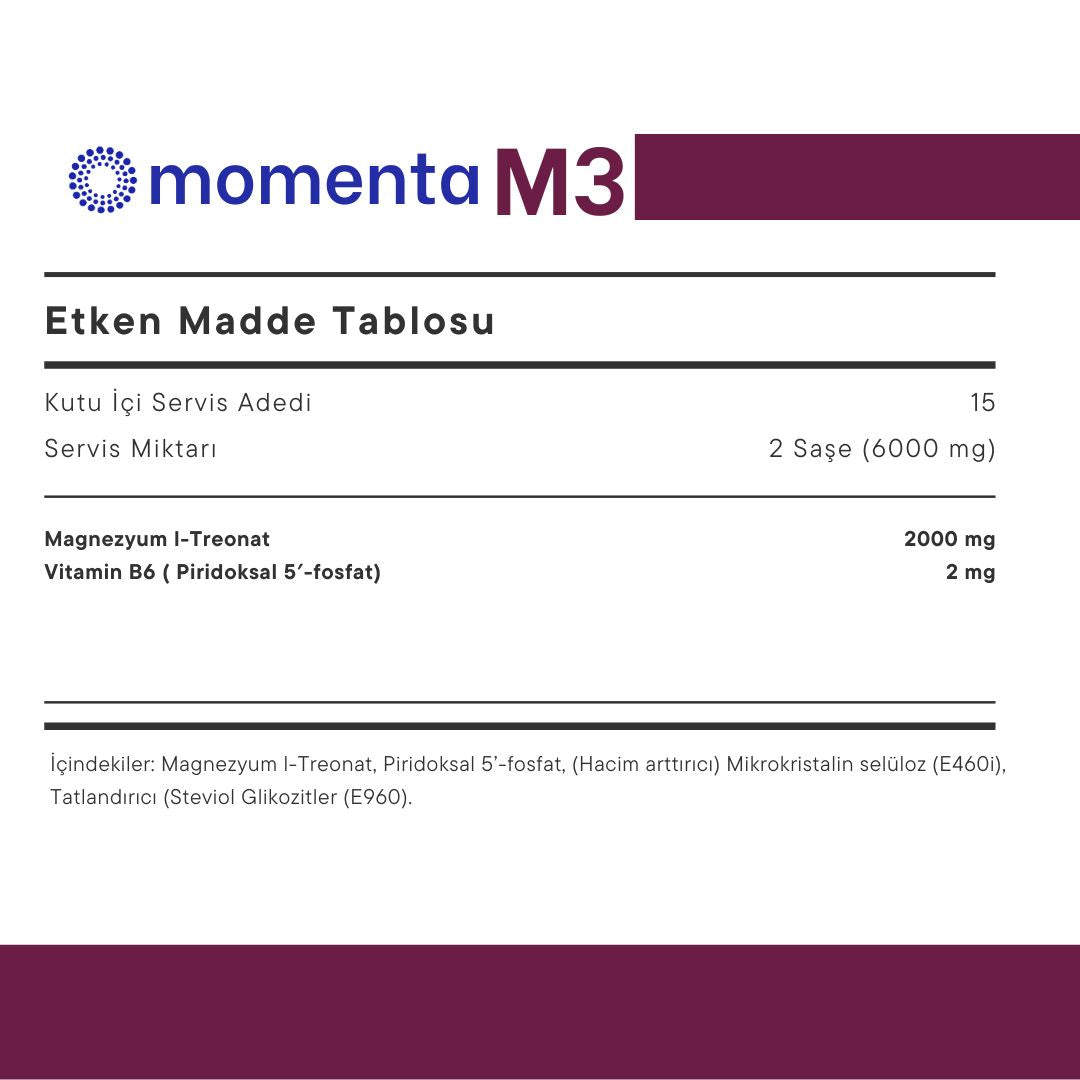 Momenta M3 - 15 Gün 30 Saşe: Magnezyum L-Treonat, P-5'-P