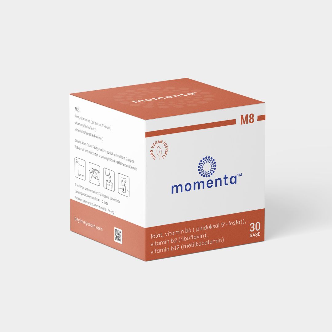 Momenta M8 - 15 Gün 30 Saşe: Folik Asit, Vitamin B6, B2, B12 (P-5'-P, Riboflavin, Metilkobalamin)