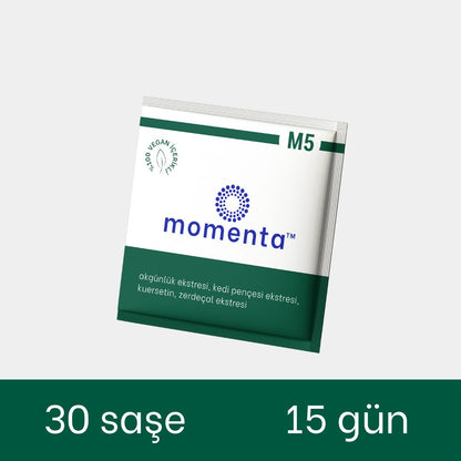 Momenta M5 - 15 Gün, 30 Saşe: Akgünlük Ekstresi, Kedi Pençesi Ekstresi, Kuersetin, Zerdeçal